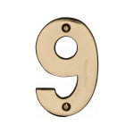 M Marcus Heritage Brass Numeral 9 - Face Fix 76mm Heavy font